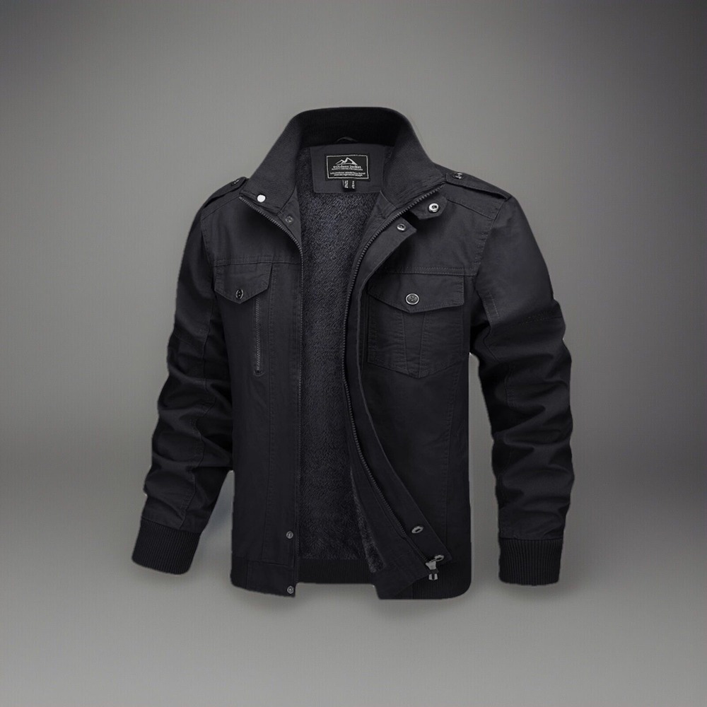 Men's Casual Cotton Bomber Jacket - Lightweight Zip Front Military Style Small